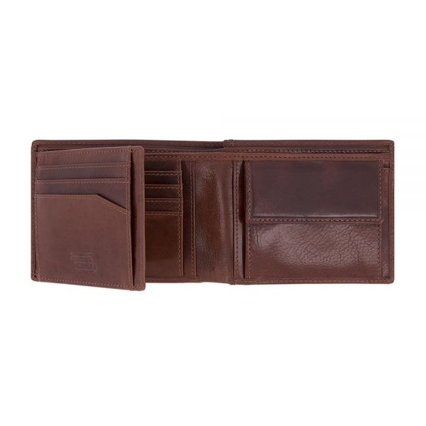 Leather Horizontal Wallet Camel Active Como Cognac