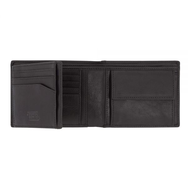 Leather Horizontal Wallet Camel Active Como Black