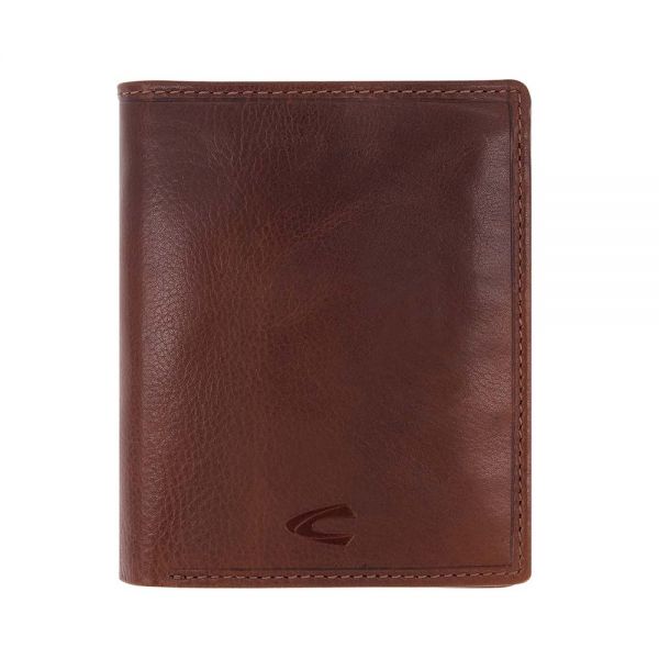 Leather Vertical Wallet Camel Active Como Cognac