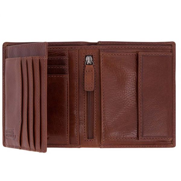 Leather Vertical Wallet Camel Active Como Cognac