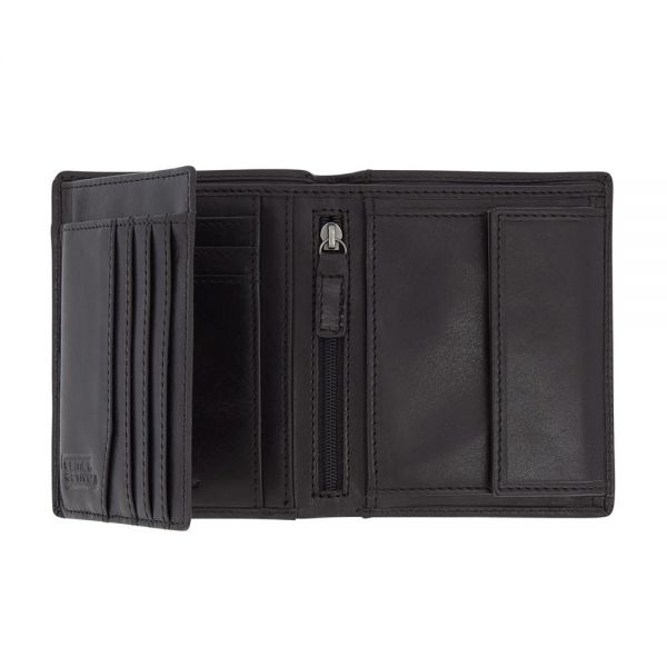 Leather Vertical Wallet Camel Active Como Black