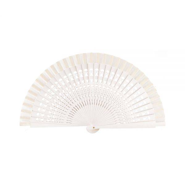 Wooden Small Perforated Fan Joseblay White