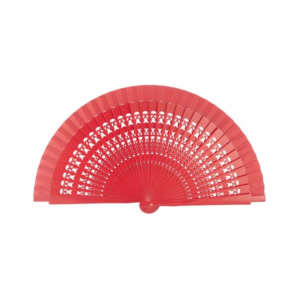 Wooden Small Perforated Fan Joseblay Red
