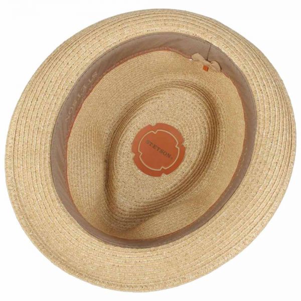 Summer Straw Trilby Hat With Fishbone Ribbon Stetson Teidton Toyo