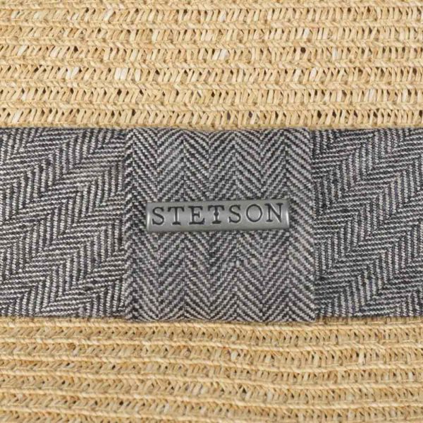 Summer Straw Trilby Hat With Fishbone Ribbon Stetson Teidton Toyo