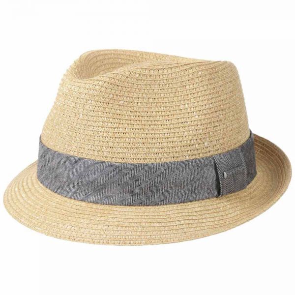 Summer Straw Trilby Hat With Fishbone Ribbon Stetson Teidton Toyo