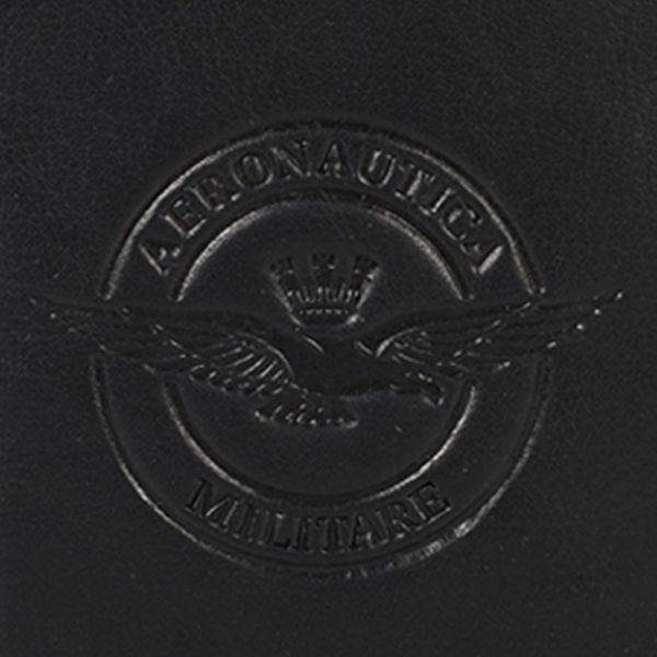 Leather Vertical Wallet Aeronautica Militare Eagle AM-125 Black