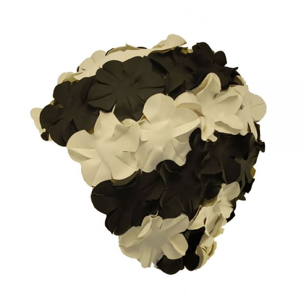 Swimming Cap With Flowers White / Black