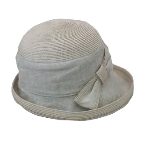 Summer Linnen Hat With Straw And Bow Virtuoso Hats Beige