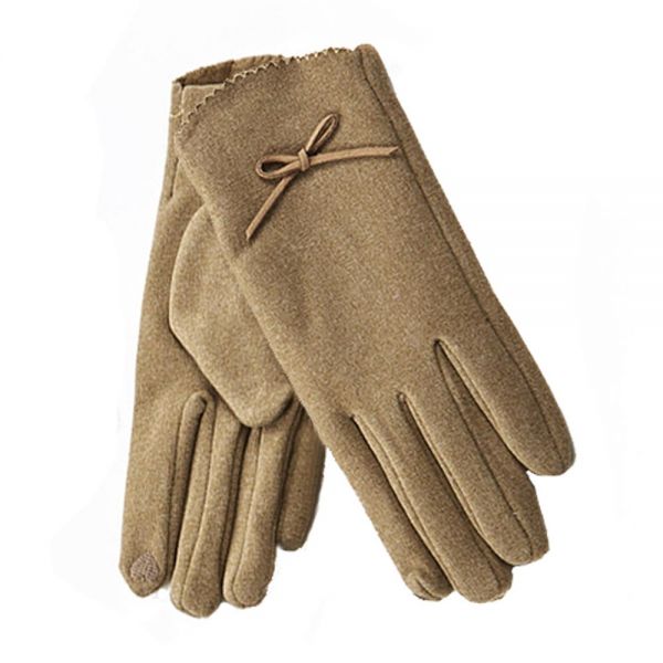 Women's Gloves With Bow Verde Beige