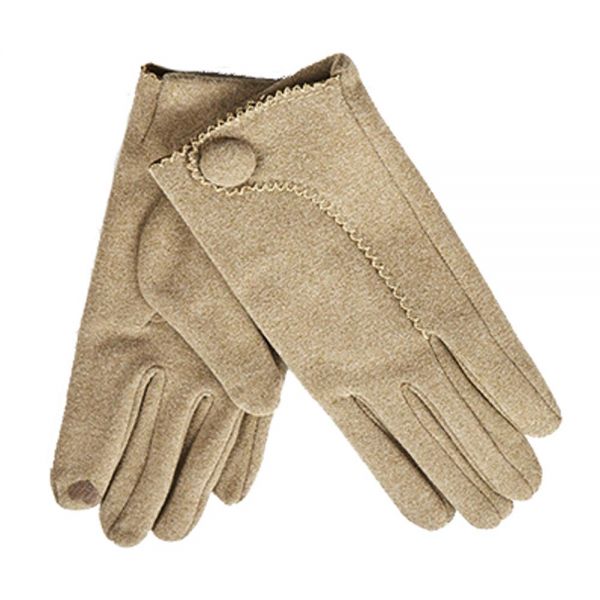 Women's Gloves With Button Verde Beige