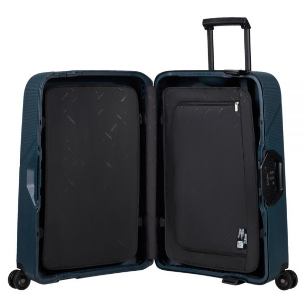 Medium Hard Luggage 4 Wheels Samsonite Magnum Eco Spinner 69/25 Midnight Blue