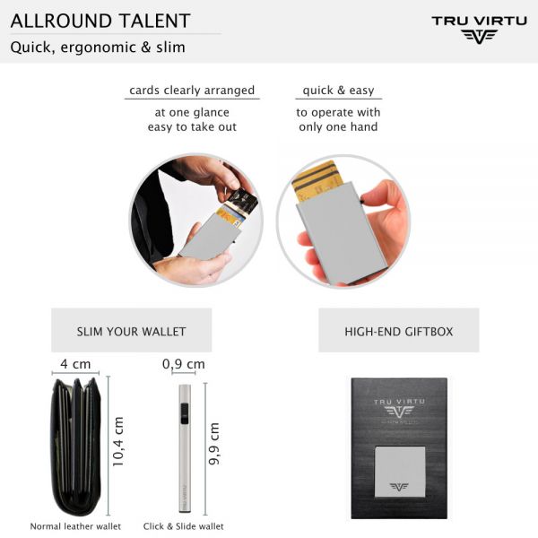 Aluminum Card Case Tru Virtu Click & Slide Silver Arrow