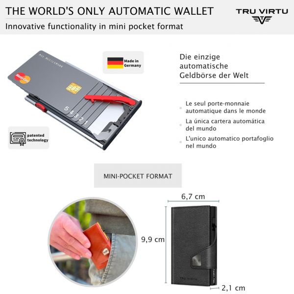 Πορτοφόλι δερμάτινο μαύρο Tru Virtu Click & Slide Wallet Classic Edition Nappa Black