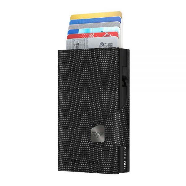 Πορτοφόλι δερμάτινο μαύρο Tru Virtu Click & Slide Wallet Classic Edition Lizard Black