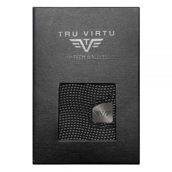 Leather Vertical Wallet Tru Virtu Click & Slide Classic Edition Lizard Black