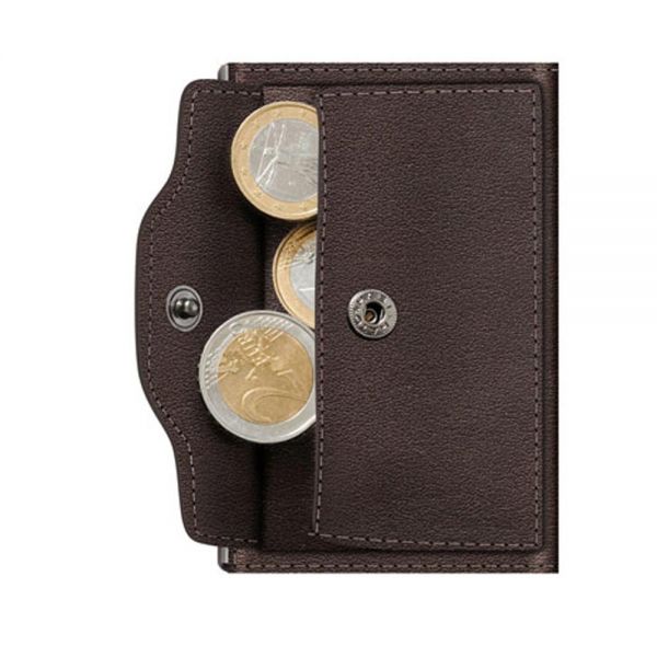 Πορτοφόλι δερμάτινο καφέ με θήκη κερμάτων Tru Virtu Wallet C&S Coin Pocket Nappa Brown