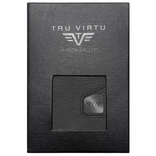 Πορτοφόλι δερμάτινο μαύρο με θήκη κερμάτων Tru Virtu Wallet C&S Coin Pocket Nappa Black