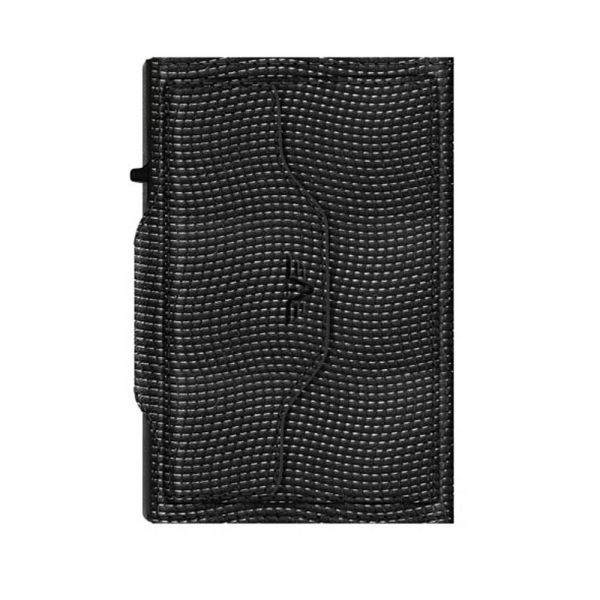 Leather Vertical Wallet Tru Virtu C&S Coin Pocket Lizard Black