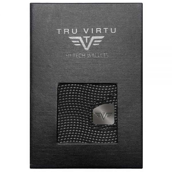 Leather Vertical Wallet Tru Virtu C&S Coin Pocket Lizard Black