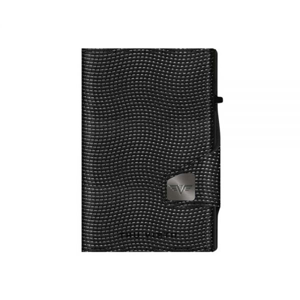 Leather Vertical Wallet Tru Virtu C&S Coin Pocket Lizard Black