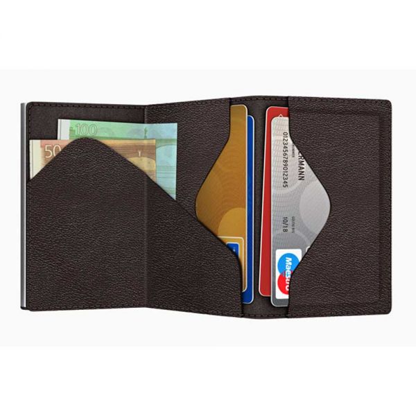 Πορτοφόλι δερμάτινο καφέ Tru Virtu Click & Slide Wallet Sleek Nappa Brown