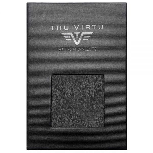 Leather Vertical Wallet Tru Virtu Click & Slide Sleek Nappa Black