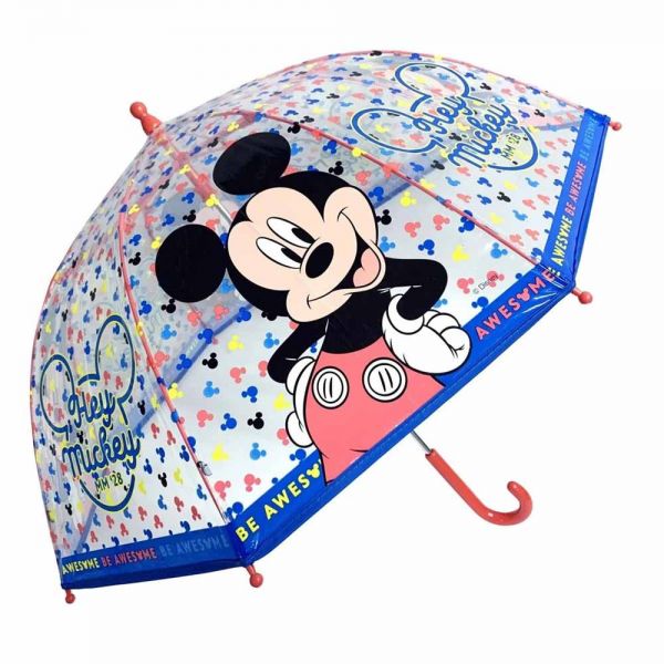 Ομπρέλα παιδική χειροκίνητη διάφανη Disney Mickey Mouse Be Awesome