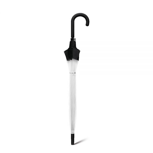 Long Manual Windproof Transparent Umbrella Happy Rain Domeshape Black