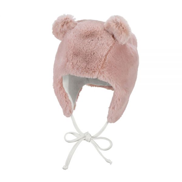 Σκουφάκι παιδικό γούνινο με αυτιά ροζ Sterntaler Inka Vegan Fur Hat Pink