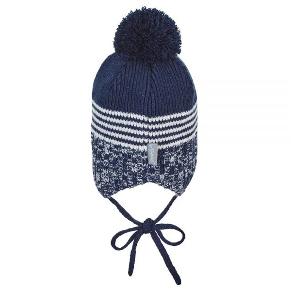 Knitted Beanie Hat With Pom - Pon Sterntaler Blue