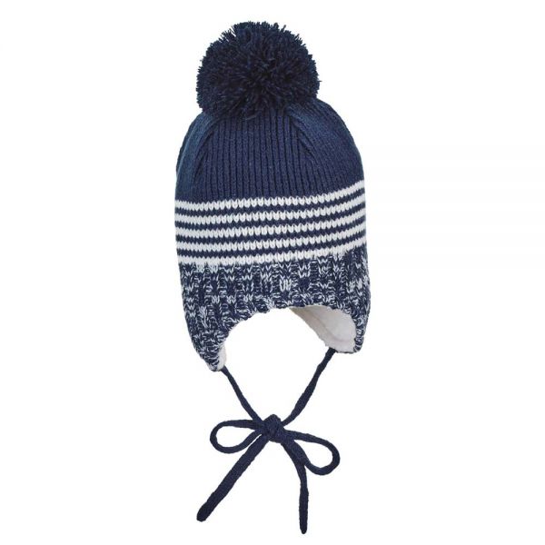 Knitted Beanie Hat With Pom - Pon Sterntaler Blue