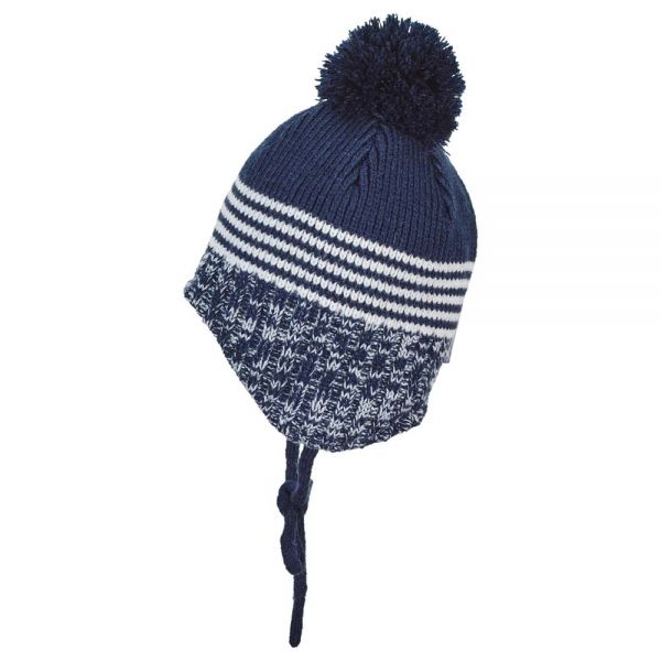 Knitted Beanie Hat With Pom - Pon Sterntaler Blue