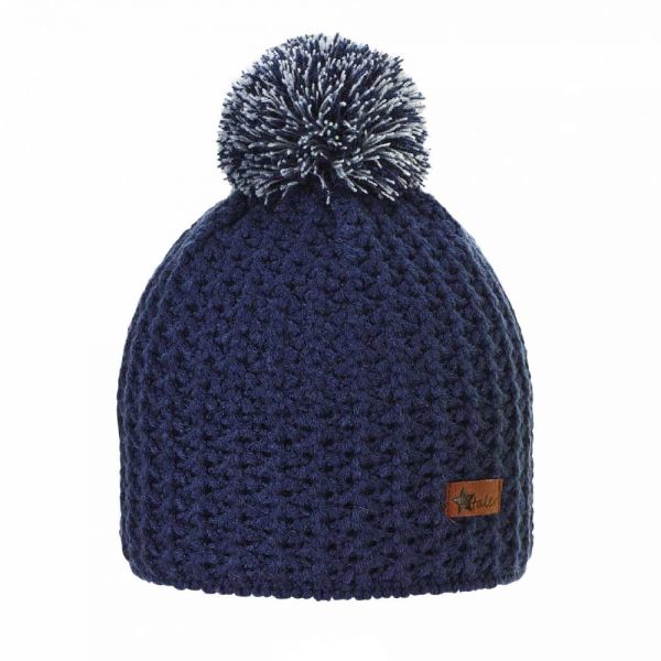 Kids' Knitted Beanie Hat With Pom Pon Sterntaler Dark Blue