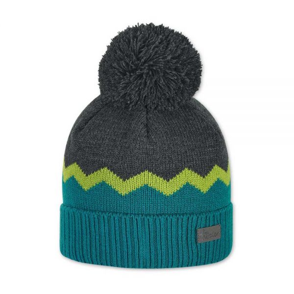 Kids Knitted Beanie With Pom Pon Sterntaler Grey - Petrol