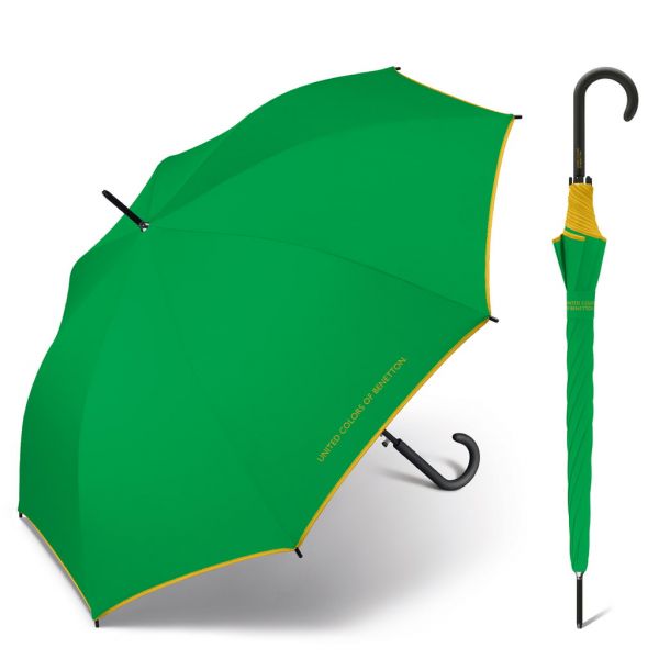 Ομπρέλα μεγάλη αυτόματη πράσινη με ρέλι United Colors of Benetton Long Stick Umbrella Green