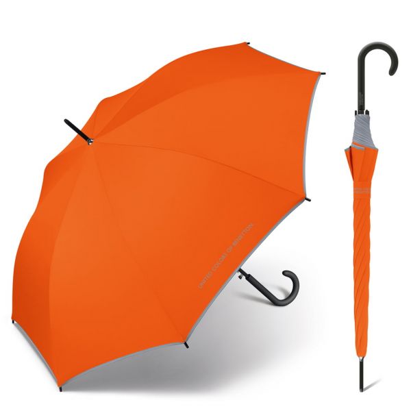 Ομπρέλα μεγάλη αυτόματη πορτοκαλί με ρέλι United Colors of Benetton Long Stick Umbrella Tungerine