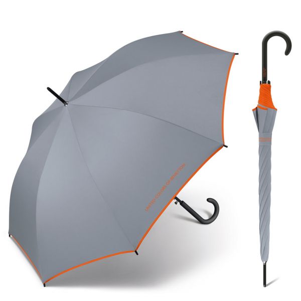 Ομπρέλα μεγάλη αυτόματη γκρι με ρέλι United Colors of Benetton Long Stick Umbrella Grey Winds