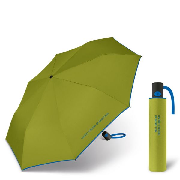Ομπρέλα σπαστή αυτόματη ανοιχτό πράσινο με ρέλι United Colors Of Benetton Mini AC Folding Umbrella Pepper Stem