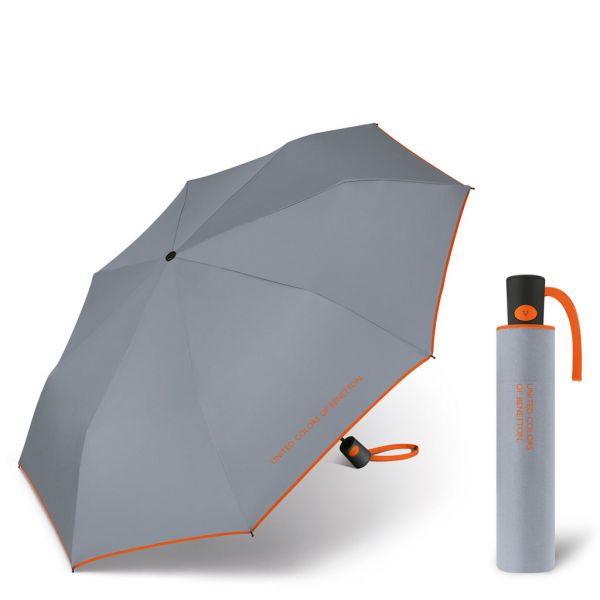 Ομπρέλα σπαστή αυτόματη γκρι με ρέλι United Colors Of Benetton Mini AC Folding Umbrella Grey Winds