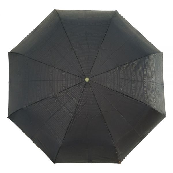 Automatic Open - Close Folding Umbrella With Wooden Handle The Bridge Logo Stripes Blue