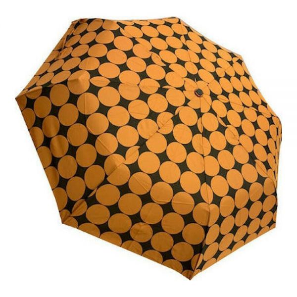Ομπρέλα γυναικεία μίνι σπαστή πορτοκαλί με πουά Guy Laroche Mini Folding Umbrella Big Dots Orange