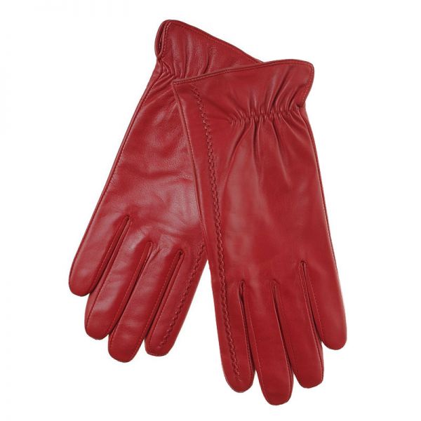 Γάντια γυναικεία δερμάτινα σκούρα κόκκινα Guy Laroche 68862