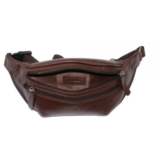 Τσαντάκι μέσης δερμάτινο καφέ Dakar Spray Leather  Waist Bag Brown