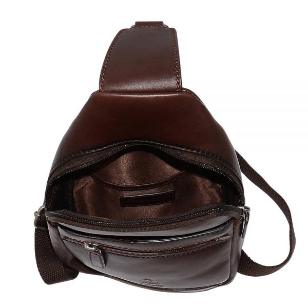 Τσάντα δερμάτινη body bag καφέ  Dakar Spray Sling Bag Brown