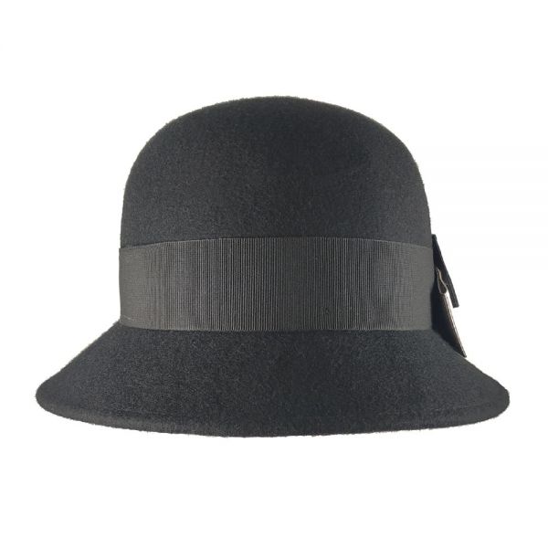Winter Woolen Ladies Hat With Bow Black