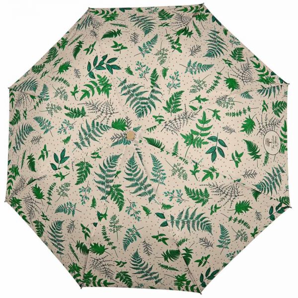 Women's Folding Automatic Floral Eco Friendly Umbrella Perletti Ecru