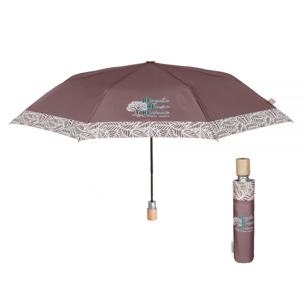 Women's Folding Automatic Eco Friendly Umbrella Perletti Brown