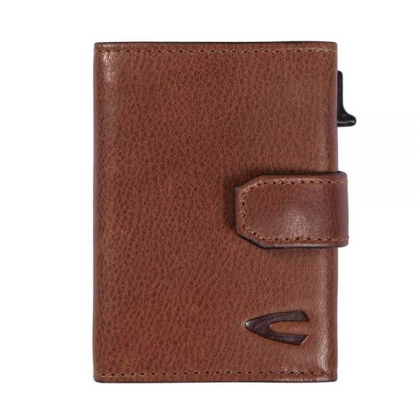 Leather Vertical Wallet Camel Active Trapani Credit Card Slider S 318-702-22 Cognac