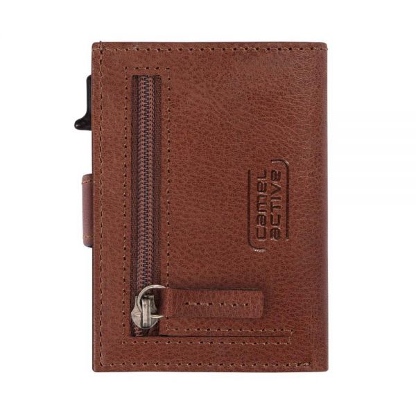 Leather Vertical Wallet Camel Active Trapani Credit Card Slider S 318-702-22 Cognac